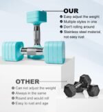 15LBS 20LBS Adjustable Dumbbell Set, 4 in 1 Free Weights Dumbbells Set for Women Men Hand Weights Set Adjust Dumbbell Weight Set for Home Gym Exercise Workout Strength Training Equipments - Image 2