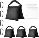 Heavy Duty Sandbag Photo Studio Weight Bag Saddlebag Design for Photography Light Stand Tripod, Outdoor Patio, Sports, Pop up Tent, Umbrella Base, Camping, Fishing Chair -4 Packs Set(Black)