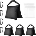 Heavy Duty Sandbag Photo Studio Weight Bag Saddlebag Design for Photography Light Stand Tripod, Outdoor Patio, Sports, Pop up Tent, Umbrella Base, Camping, Fishing Chair -4 Packs Set(Black)