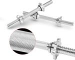 Pair of Threaded Dumbbell Handles 14/16/18/24 inch, Chrome/Rubber Grip, Fit 1” Plates, Weight Bar Connector - Image 2