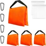 Heavy Duty Sandbag Photo Studio Weight Bag Saddlebag Design for Photography Light Stand Tripod, Outdoor Patio, Sports, Pop up Tent, Umbrella Base, Camping, Fishing Chair -4 Packs Set(Orange)