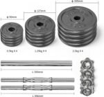 44Lbs Cast Iron Adjustable Dumbbell Set Hand Weight with Solid Dumbbell Handles Changed into Barbell Handily Great for Bodybuilding Fitness Weight Lifting Training Home Gym - Image 2