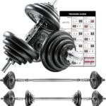 44Lbs Cast Iron Adjustable Dumbbell Set Hand Weight with Solid Dumbbell Handles Changed into Barbell Handily Great for Bodybuilding Fitness Weight Lifting Training Home Gym