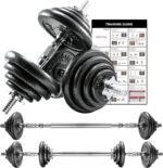 44Lbs Cast Iron Adjustable Dumbbell Set Hand Weight with Solid Dumbbell Handles Changed into Barbell Handily Great for Bodybuilding Fitness Weight Lifting Training Home Gym